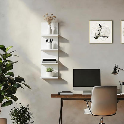 Homaterial 4 Tiers Floating Shelves, Modern Wall Mounted Shelf Storage Shelves for Home Decor, Perfume Organizer,Book Shelf, White