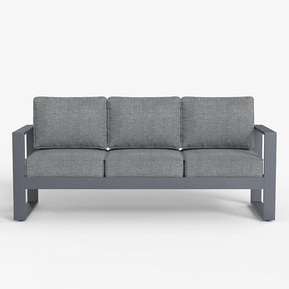 LayinSun Outdoor Patio Aluminum Sofa, Metal Modern 3-Seat Couch with Washable Thick Cushions