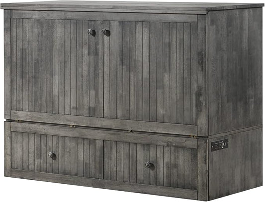 Mega Solutions Murphybedz Tuscany Murphy Cabinet Chest Bed with Charging Station 6 Inch (Galaxy Grey, Queen)