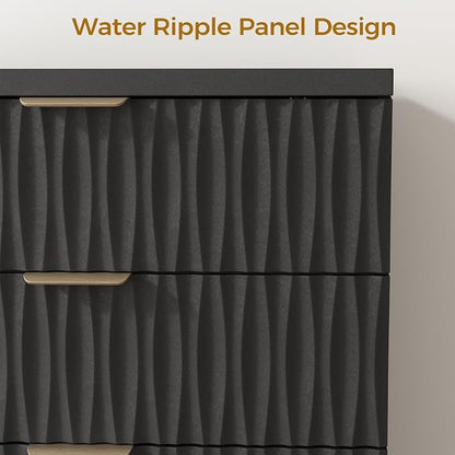 Dresser for Bedroom, 47" Wide 5 Drawer Dresser, Modern Wood Chest of Drawers for, Bedroom, Living Room, Entryway, Black