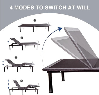 Dyonery Twin XL Adjustable Bed Base Frame with Wireless Remote + 12 Inch Twin XL Gel Memory Foam Mattress Bed in a Box, Head and Foot Incline, Zero Gravity, Fiberglass Free,80" × 38"
