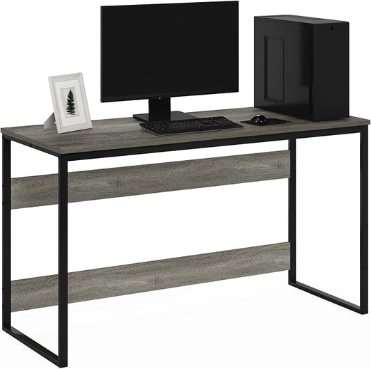 Furinno Moretti Computer Desk, Gaming Desk with Metal Frame, Office Desk, 52" Width, for Home Office, Gaming, Study, Grey Oak