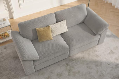 EASE MOOSE Comfty Modern Loveseat Couch, Modern Deep Seat Sectional 2 Seat Modular Sofa for Living Room,Light Gray