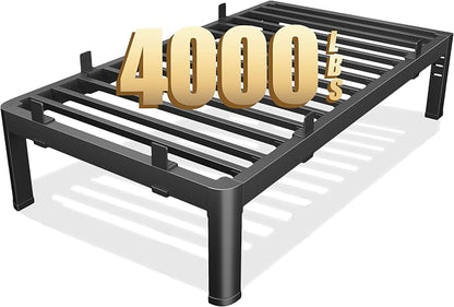 12 Inch Twin XL Bed Frame, Reinforced Heavy Duty Metal Bed Frame Twin XL Size, 4000LBS Rounded Corner & No-Slip Mattress Grip, Squeak-Free Platform Bed Frame with Headboard Holes Easy Assembly