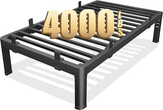 12 Inch Twin XL Bed Frame, Reinforced Heavy Duty Metal Bed Frame Twin XL Size, 4000LBS Rounded Corner & No-Slip Mattress Grip, Squeak-Free Platform Bed Frame with Headboard Holes Easy Assembly