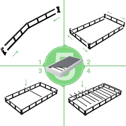 FMDMR Twin Box Spring 4 Inch - Low Profile Box Spring Twin, Heavy Duty Mattress Foundation Metal Bed Base with Fabric Cover, Noise Free, Easy Assembly, Non-Slip, 2500lbs Max