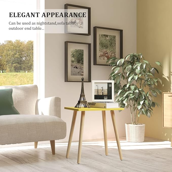 FORAOFUR Side Table, Small End Table Accent Living Room Bedroom Balcony Office, Modern Bedside Home Decor, Easy Assembly, (Yellow, 15.75D x 11.8W 16.54H in) | Yellow wood, modern rectangular, fits living/bedroom/balcony, compact, versatile, sturdy nigh...