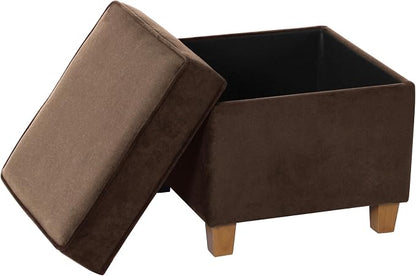 HomePop 18" Classic Square Storage Ottoman - Chocolate Brown Velvet
