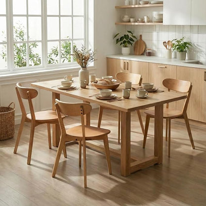 100% Solid Wood Dining Chairs,Mid Century Modern Dining Chairs with Rounded Backrest,Kitchen,Dining Room Chairs Set of 1/2/4 (6, Original Wood Color)
