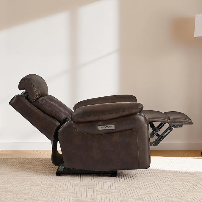 KISLOT Power Recliner Chair Wall Hugger Recliner with Adjustable Headrest and Footrest Dual Motor Electric Faux Leather Reclining Sofa with USB/Type-C Charging for RV Living Room Bedroom