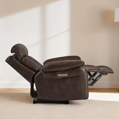 KISLOT Power Recliner Chair Wall Hugger Recliner with Adjustable Headrest and Footrest Dual Motor Electric Faux Leather Reclining Sofa with USB/Type-C Charging for RV Living Room Bedroom
