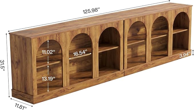 Tribesigns Farmhouse Console Table Set of 2, Extra Long Entryway Table with 3 Tier Storage, Wooden Rectangular Sofa Table Behind The Couch for Entrance, Hallway, Living Room Natural Wood