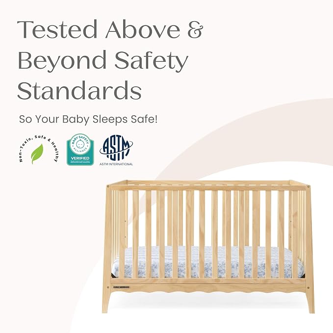 Delta Children Lulu 5-in-1 Convertible Crib, Converts to Toddler Bed, Daybed, Sofa & Full-Size Bed, Greenguard Gold Certified, Fits Standard Crib Mattress, 3 Mattress Heights for Baby, Natural