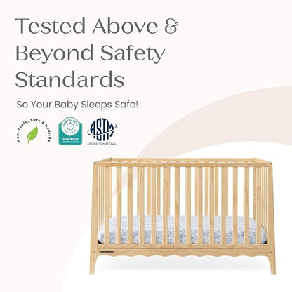 Delta Children Lulu 5-in-1 Convertible Crib, Converts to Toddler Bed, Daybed, Sofa & Full-Size Bed, Greenguard Gold Certified, Fits Standard Crib Mattress, 3 Mattress Heights for Baby, Natural