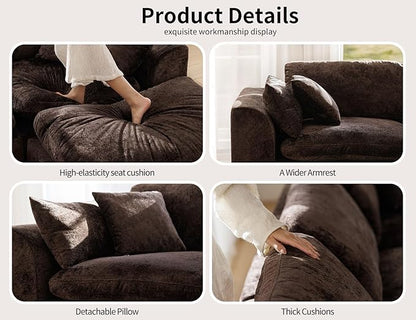 115" Modular Sectional Sofa, Modern Cloud Sectional Couch with Deep Seat, L-Shape Boneless Couch for Living Room,No Assembly Required, Brown(3 Seater + 1 Ottoman)