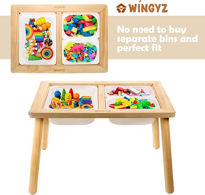 WINGYZ Kids Table for Play Study Dining Toys Storage, Sensory Tables for Toddler, Activity Table with Storage Bins Birthday Gifts for Boys and Girls