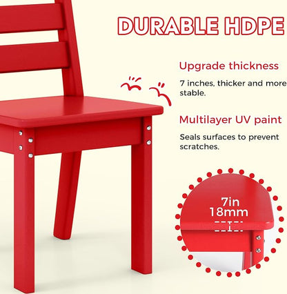 Costaelm Kids Table and 4 Chair Set, Activity Table Chair Set, Toddler Game, Playroom Furniture, Picnic Table Chairs, 5 Piece Dining Table Set, Red