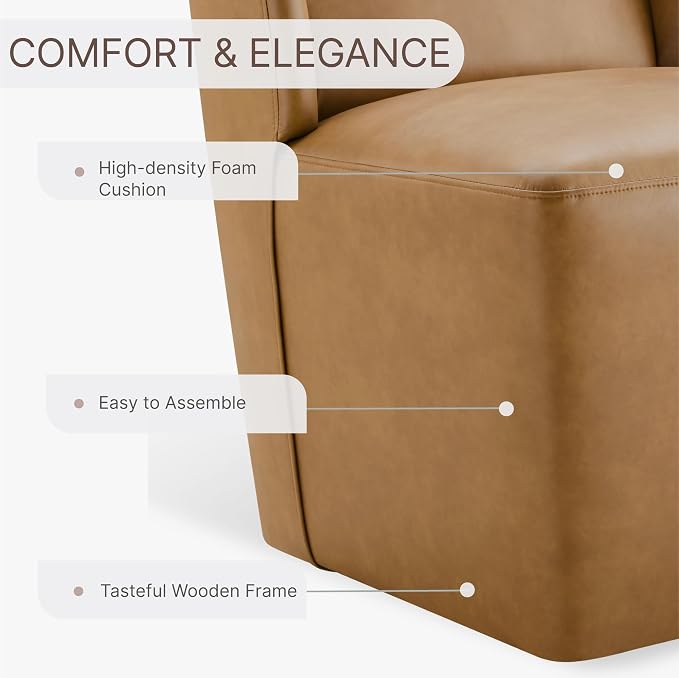KISLOT Upholstered Dining Chairs Set of 1 with Casters, Wingback Modern Side Armless Deskchair with Rollers for Diningroom Bedroom Livingroom Reading Room, Brown Faux Leather