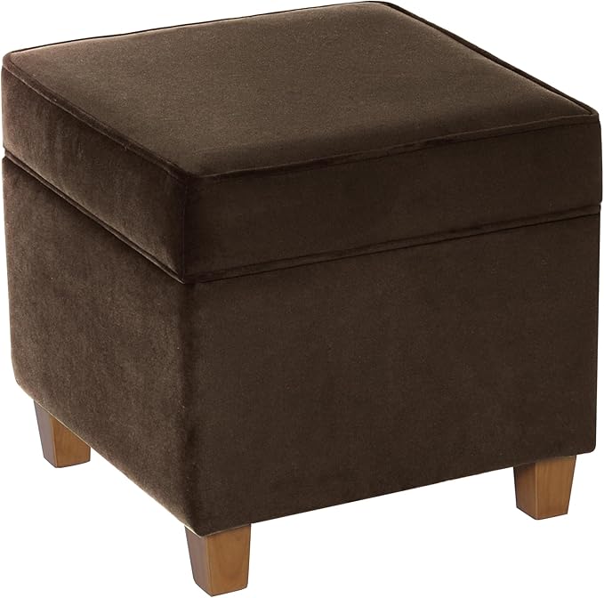 HomePop 18" Classic Square Storage Ottoman - Chocolate Brown Velvet