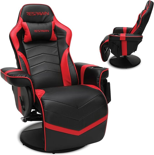 Respawn 900 Console Gaming Recliner with Footrest and Lumbar Support - Comfortable Ergonomic Gaming Chair with Headrest, No Wheels, Reclining, Heavy Duty, Racing Style Video Game Chairs - Red