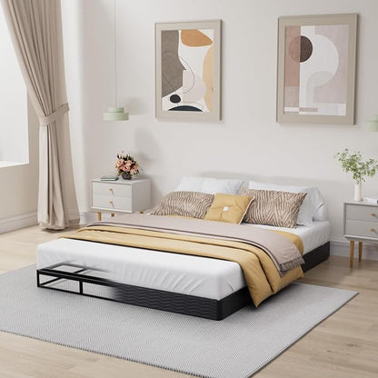 Tyndall 5 Inch Box Spring for Queen Bed, Heavy Duty Metal Queen Mattress Foundation with Fabric Cover, Low Profile Bed Base, Non-Slip, Noise-Free, Easy Assembly