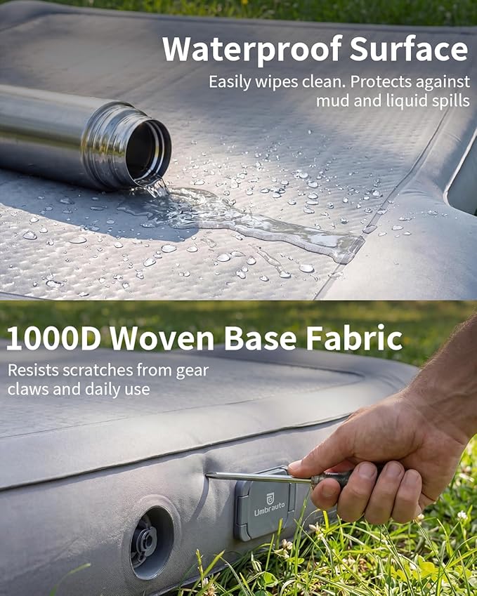 Umbrauto Premium Drop-Stitch Truck Bed Air Mattress for 6-6.5 ft Full Size Bed, Sag-Resistant Waterproof Firm Sleeping Pad for Truck Tent Camping, Dark Grey