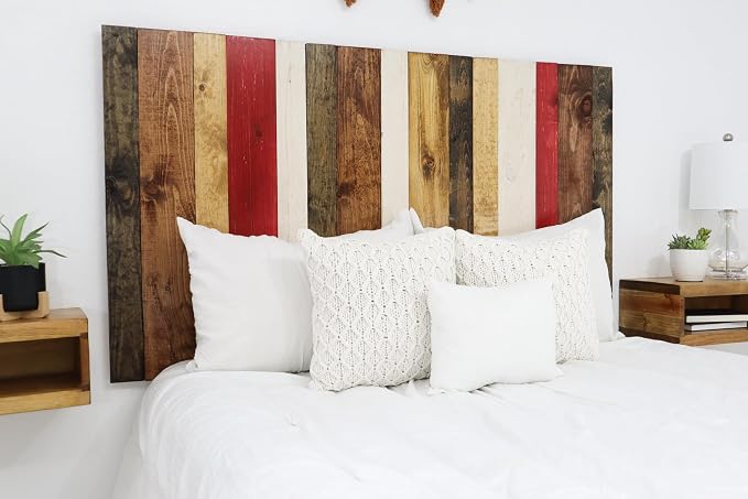 Barn Walls Fall Mix Signature Design, Multicolored Solid Wood Headboard, Floating Panels, Wall Mount, Adjustable Height, Easy Assembly, Twin Size