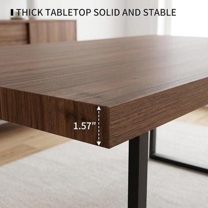 ZckyCine 7‑Piece Dining Set for 6,70.87‑Inch Table with 6 PU‑Leather Chairs, Thick Tabletop & Metal Frame for Apartment