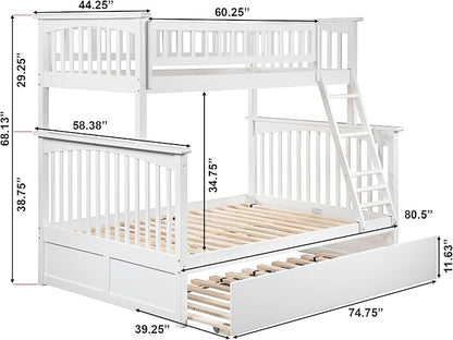 AFI, Columbia Ladder Bunk Bed Twin Over Full with Twin Trundle, White