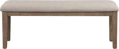 Homelegance Blair Upholstered Dining Bench, 48" W Entryway Bench, Sturdy Solid Wood Frame, Wire Brush Brown Finish, Comfortable Cushion Seat, Easy Assembly, Modern & Traditional, Gray/Brown