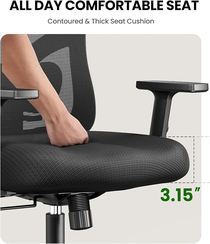 Marsail Ergonomic Office Chair Ergonomic Gaming Chair with Lumbar Support, 2D Headrest, Adjustable Armrests, Contoured Seat Cushion, Computer Desk Chair with Wheels for Home and Office, Pack of 10