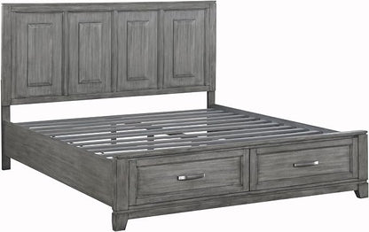 Rustic Gray Finish Bedroom Furniture Set California King Size 6pcs Platform Bed with Drawers Transitional Style