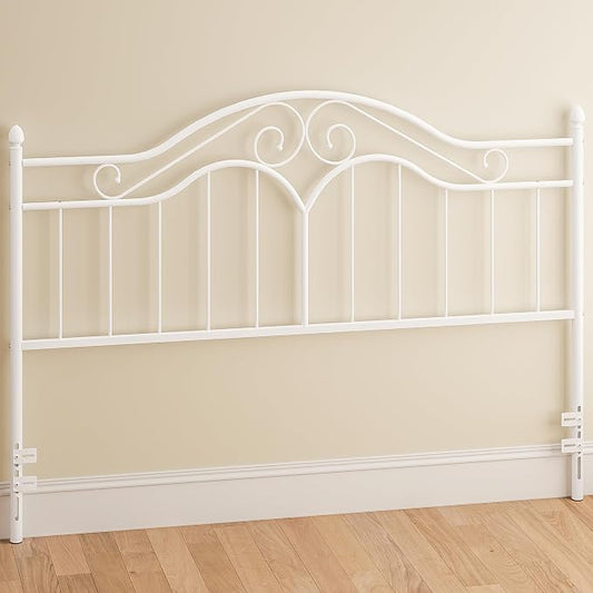 Headboard for King Size Bed Frame Vintage Platform Bed Metal Headboard Only | Height Adjustable,Sturdy and Stable,Easy Assembly,White