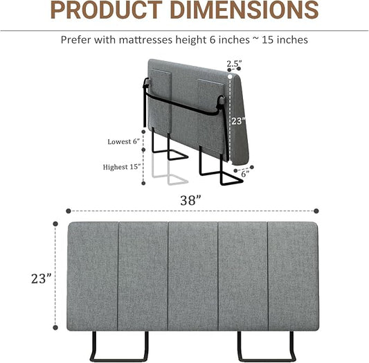 Twin Size Headboard Only-No Assembly, Upholstered Headboard Twin Size Linen Fabric Modern Style Headboards Extra-Thick, Dark Gray