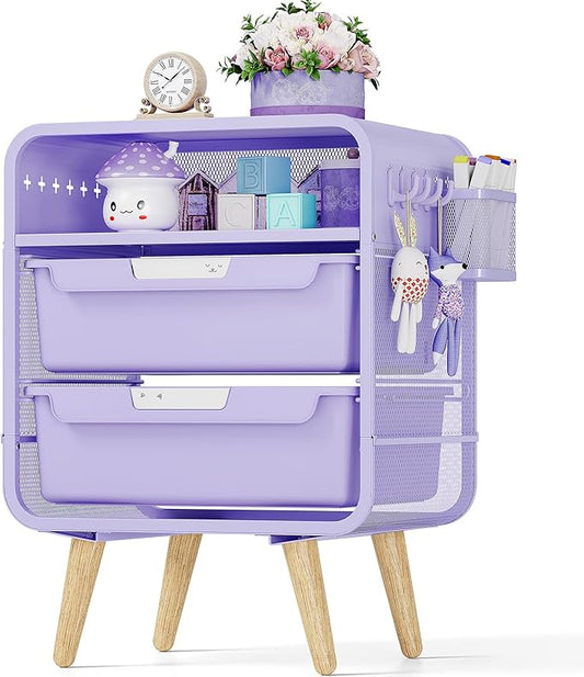 SYKIARIOL Kids Nightstand,Girls Bedside Table,Night Side Table,Kids Night Stand,End Tables Bedroom,Purple Cute Nightstand with Storage Drawer for Girls