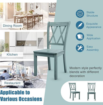 Giantex Set of 2 Dining Chairs, Rubber Wood Dining Room Chair, Farmhouse Dining Side Chairs, Max Load 400 Lbs, Wooden Kitchen Chairs for Home Kitchen, Dining Room