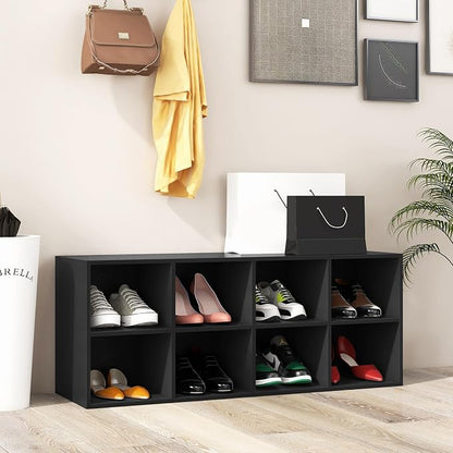 Giantex Shoe Bench 8 Cubes, 40" Entryway Bench with Storage, 8-Cubby Shoe Rack, Shoe Organizer Storage Cabinet for Entryway, Hallway, Mudroom, Living Room, Bedroom, Support up to 500 lbs, Black
