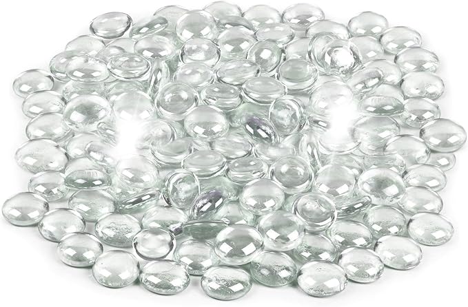 19 Pound Fire Glass Beads for Fire Pit 1/2 inch Tempered Glass Rocks Ultra Clear