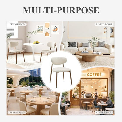 MALOL Upholstered Dining Chairs Set of 6, Curved Back Kitchen Chairs with Metal Legs and Anti Slip Pads, Dining Room Chair for Home and Restaurant, Beige