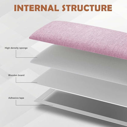 IFNOW Upholstered Wall Mounted Headboard, 3D Soundproof Wall Panels Peel and Stick for Queen Size, Reusable and Removable Tufted Bed Headboard in Light Pink (9 Panels, 10" x 24")