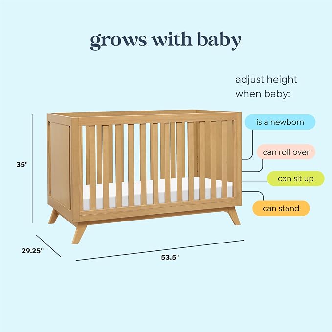 Davinci Otto 3-in-1 Convertible Baby Crib, GREENGUARD Certified, Honey | Converts to Toddler Bed & Daybed, 4 Adjustable Mattress Heights - Toddler Conversion Kit Sold Separately, Easy to Assemble