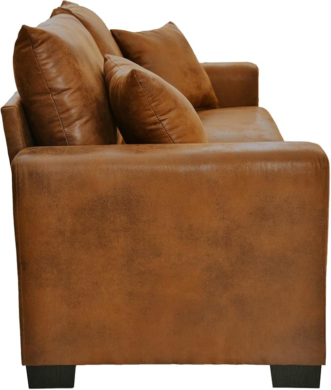 Ball & Cast 69" Loveseat Sofa, Modern Love Seat Couches for Living Room, Upholstered 2 Seater Small Couch with 2 Throw Pillows for Bedroom,Apartment,Office,Easy Assembly,Light Brown