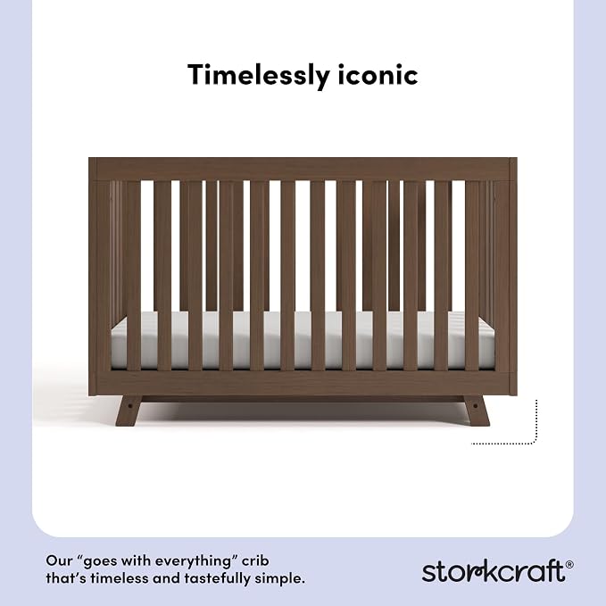 Storkcraft Beckett 3-in-1 Convertible Crib – GREENGUARD Gold Certified, Fits Standard Crib Mattress, Converts to Toddler Bed and Daybed, 4 Mattress Heights, Grow-with-Me Design (Hazelnut)