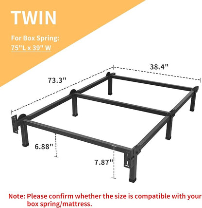 Superay Metal Bed Frame, 6-Leg Bed Base, 8 inches Support for Box Spring, Twin, Easy Assembly, Black