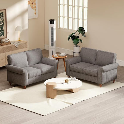 Bonzy Home 57" Loveseat Sofa, 2 Seater Sofa for Living Room, Upholstered Comfy Sofa Couch for Small Space, Living Room, Apartment, Office, Grey