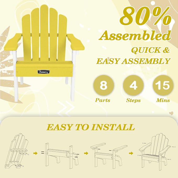 Kids Outdoor Chair, Kids Adirondack Chairs Set of 2, Toddler Outdoor Chair | CPC Certified, HDPE All Weather, Easy Assembly, Ergonomic Design, Fade Shield, Easy-Clean for Patio, Garden, Backyard, Beach