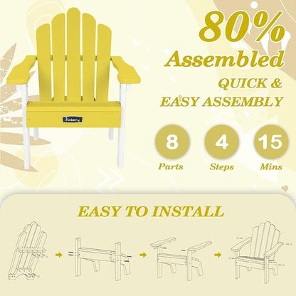 Kids Outdoor Chair, Kids Adirondack Chairs Set of 2, Toddler Outdoor Chair | CPC Certified, HDPE All Weather, Easy Assembly, Ergonomic Design, Fade Shield, Easy-Clean for Patio, Garden, Backyard, Beach