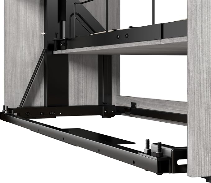 Bestar Claremont Full Murphy Bed with Closet Organizers (99W) in Platinum Gray, Space-Saving Sleeping Arrangement for Multipurpose Room