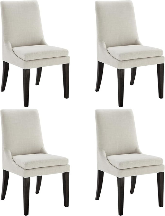 KISLOT Upholstered Dining Chairs Modern Sidechair Performance Fabric High Back Armlesschair for Diningroom Kitchen,Cream,Set of 4(2 Box)
