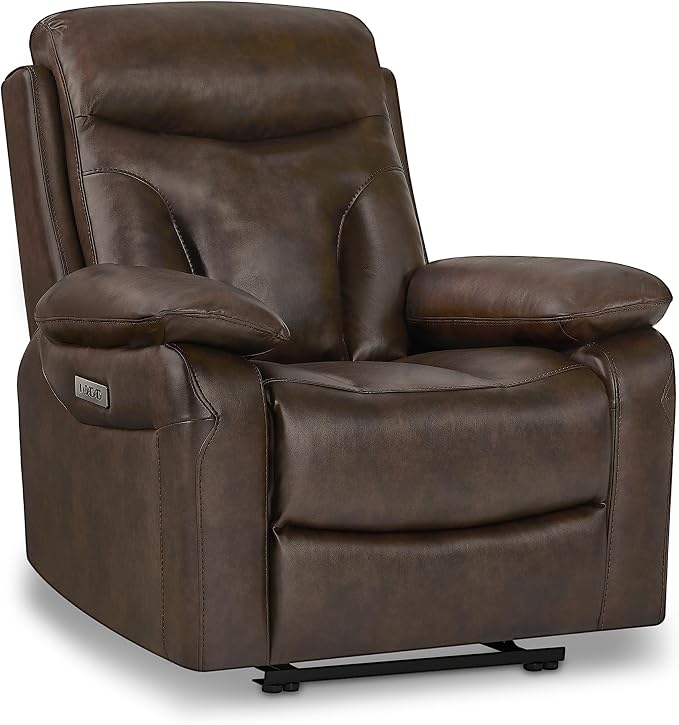 KISLOT Power Recliner Chair Wall Hugger Recliner with Adjustable Headrest and Footrest Dual Motor Electric Faux Leather Reclining Sofa with USB/Type-C Charging for RV Living Room Bedroom